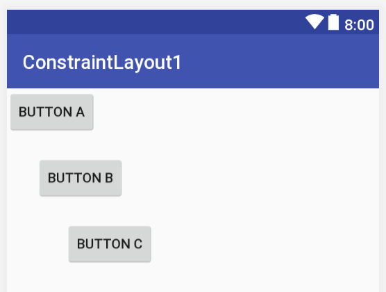 ConstraintLayout: drei Buttons