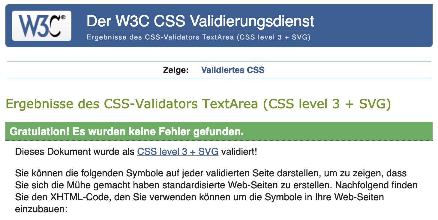 Rückmeldung vom W3C-CSS-Validator